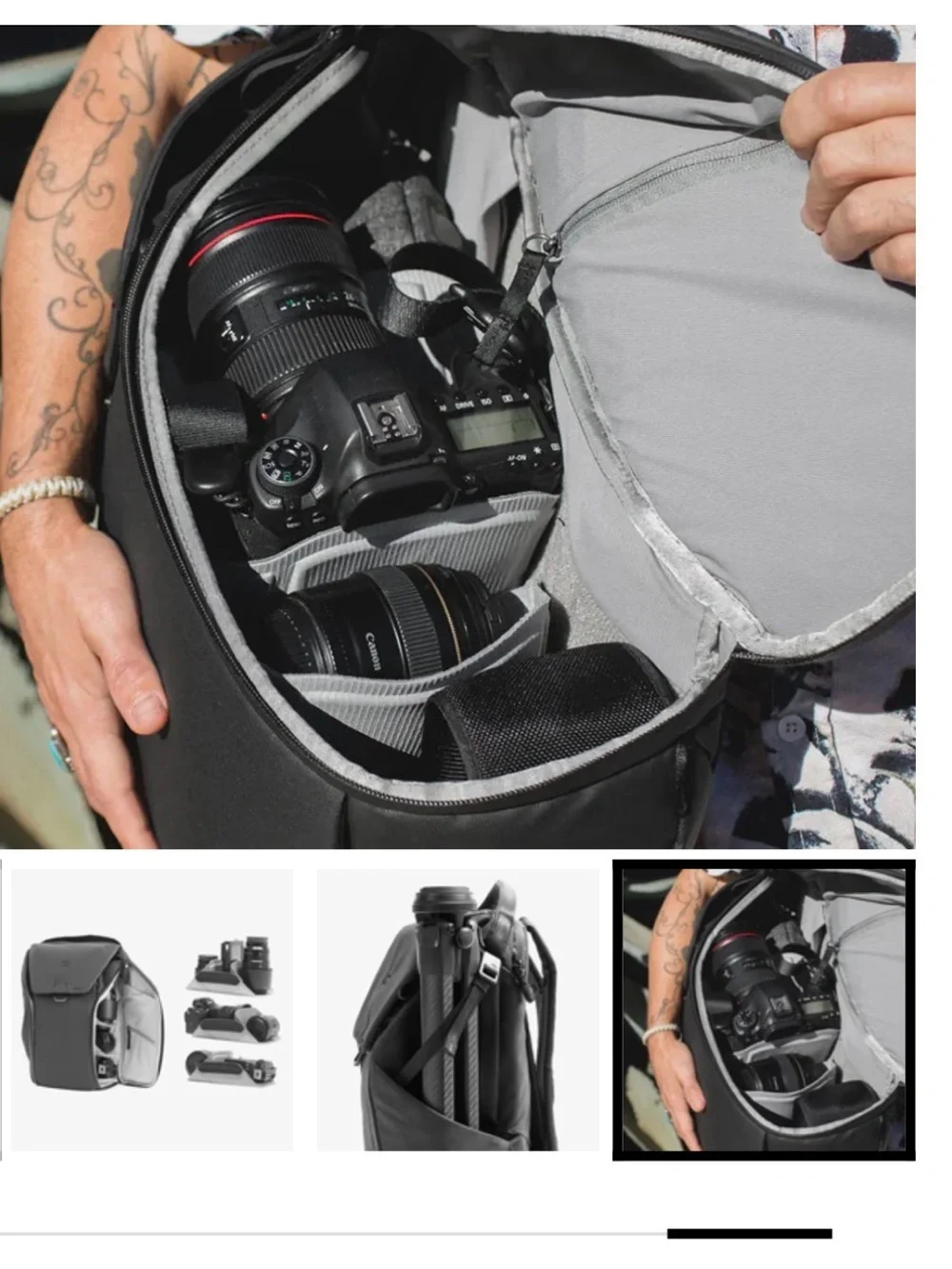 Peak design Men's Gray the everyday 20L Backpack with Leather Trim